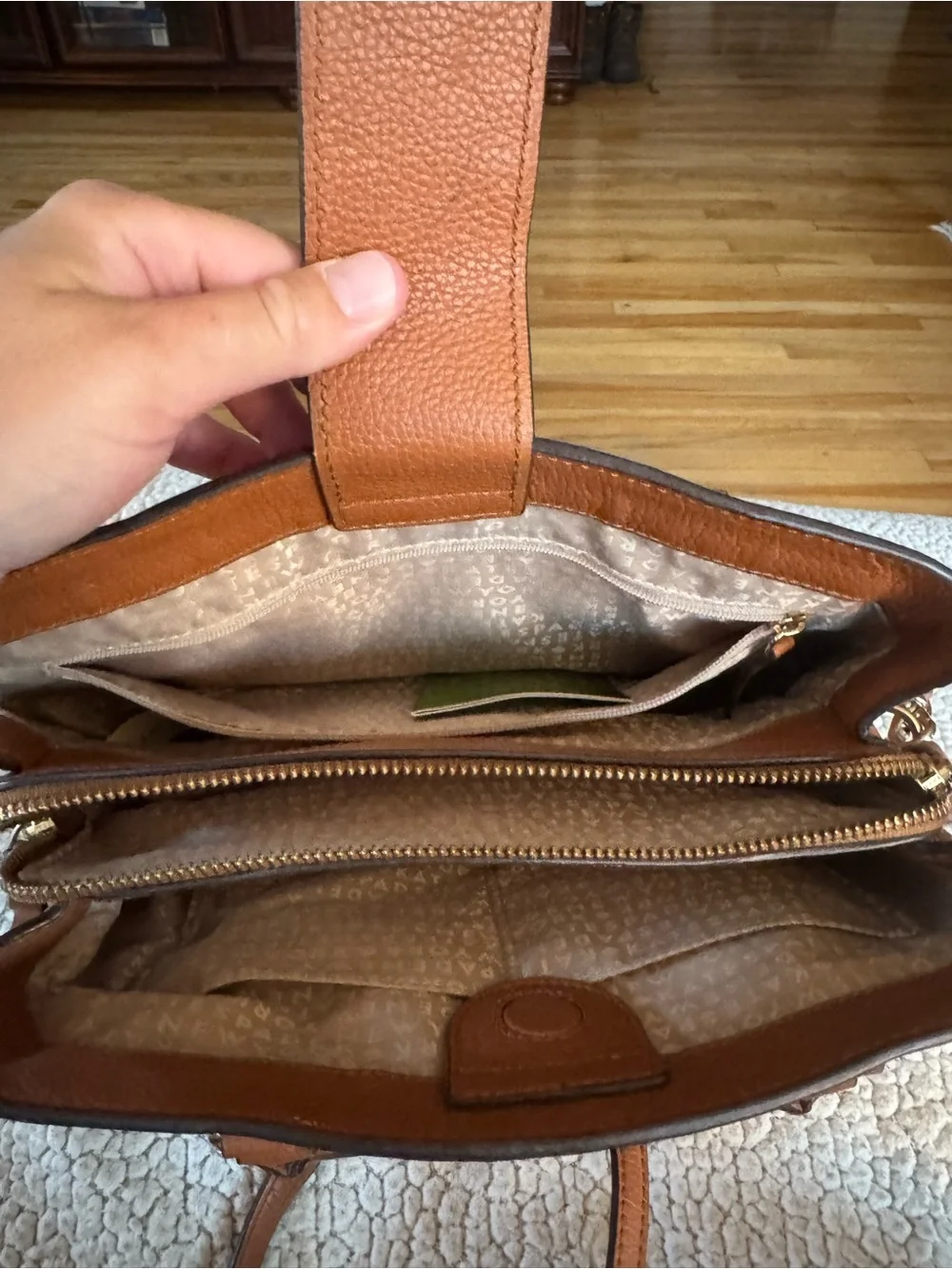 kate spade Leather Dome Satchel in Warm Tan